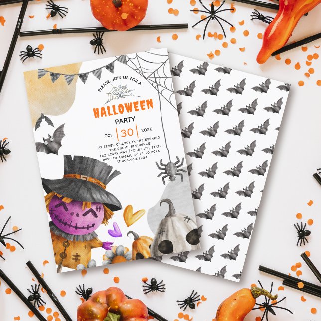 Invitation Fête à thème de l'épouvantail d'Halloween (Créateur téléchargé)