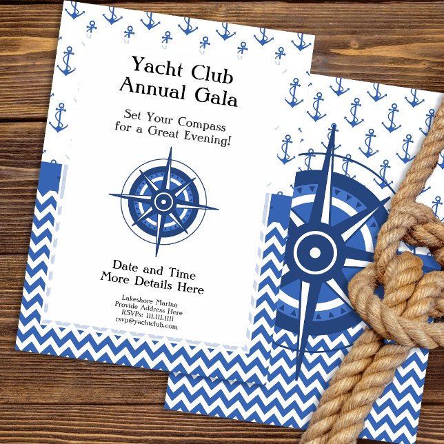 Invitation Fête à thème nautique - Yacht, Club de voile, Mari (Créateur téléchargé)