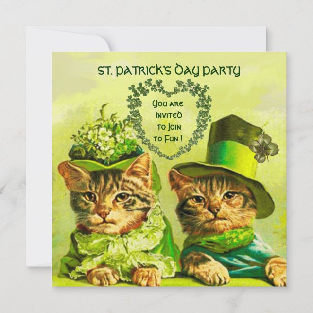 INVITATION FÊTE À THÈME ST.PATRICK POUR CHATS IRLANDAIS DE ST (Devant)
