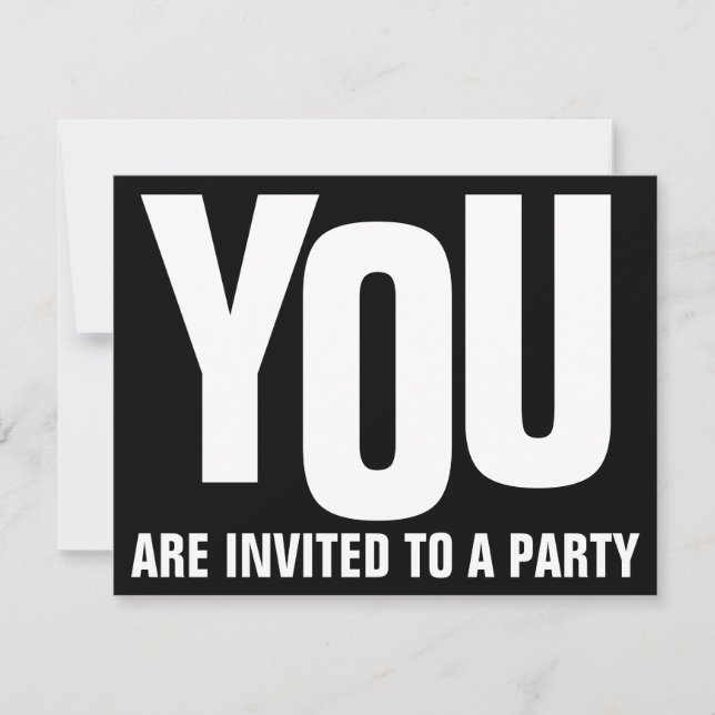 Invitation FÊTE À TOUTE OCCASION en noir et blanc gras (Devant)
