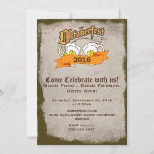 Invitation Fête allemande de la bière Oktoberfest avec chopes