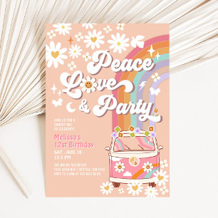 Invitation Fête Amour Party Groovy Marguerite Arc-en-ciel Ann