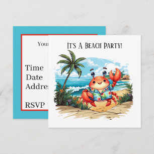 Invitation Fête amusante de crabe de plage 