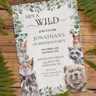 Invitation Fête animalière d'un anniversaire de forêt
