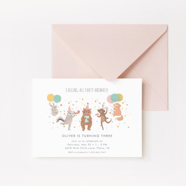 Invitation Fête Animaux Colorful Anniversaire de enfant Party (Available for print and instant digital download!)