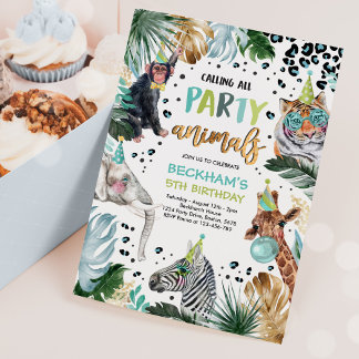 Invitation Fête Animaux Wild Safari Garçon fête d'anniversair
