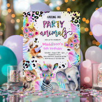 Fête Animaux Wild Safari Rose Fille Anniversaire