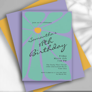 Invitation Fête Anniversaire 18 Ans Bright Retro Flower Power
