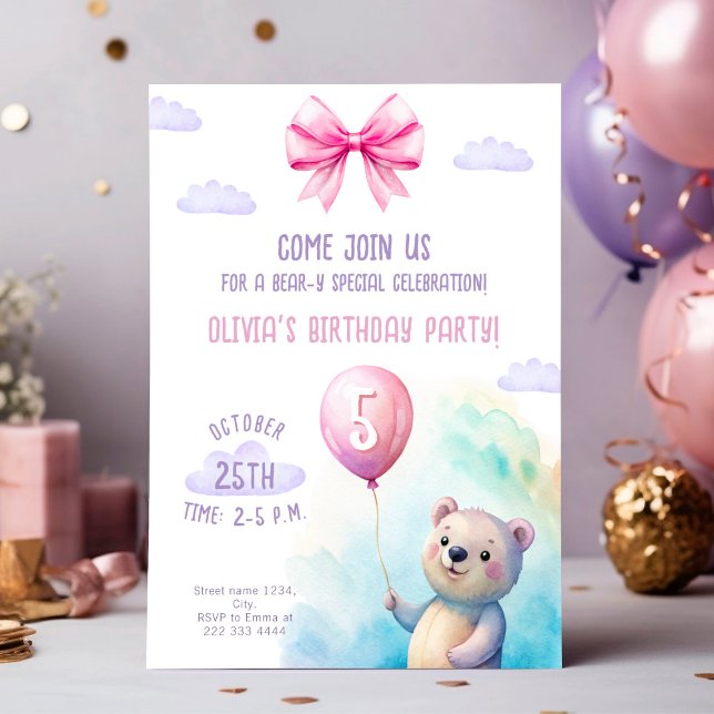 Invitation Fête Anniversaire de enfant à thème d'ours (Créateur téléchargé)