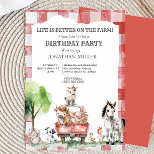 Invitation Fête Anniversaire de enfant des animaux de ferme