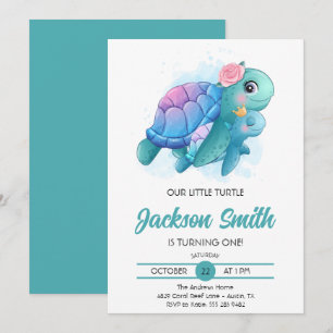 Invitation Fête Anniversaire de enfant des tortues marines