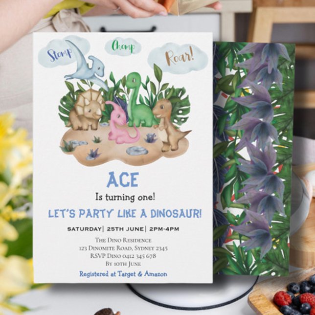Invitation Fête Anniversaire de enfant Dinosaure moderne ! Ru (Créateur téléchargé)