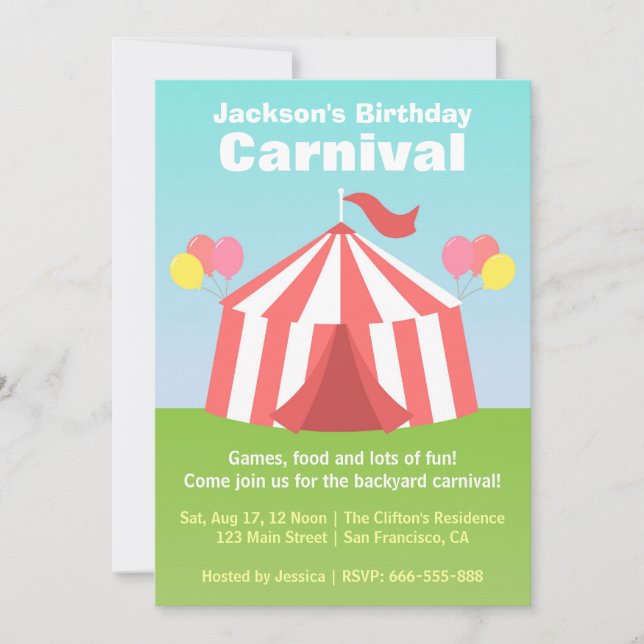 Invitation Fête Anniversaire de enfant - Joyeux Carnaval d'Ja (Devant)