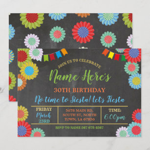 Invitation Fête Anniversaire Floral Mexicain Fans lumineux