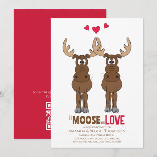 Invitation Fête Anniversaire It Moose be Love mignon Whimsica