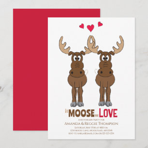 Invitation Fête Anniversaire It Moose be Love mignon Whimsica