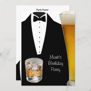 Invitation Fête Anniversaire Mans Beer Scotch Tuxedo