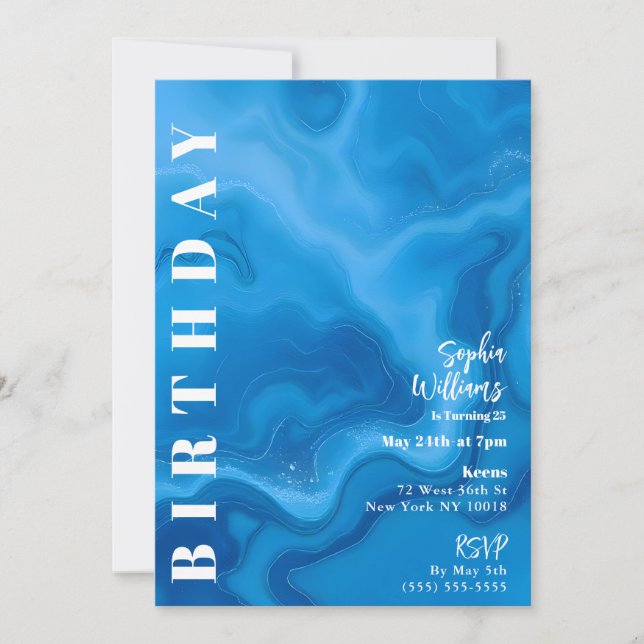 Invitation Fête Anniversaire Moonstone Blue (Devant)
