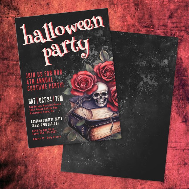 Invitation Fête annuelle de Halloween gothique en costumes (Annual Costume Gothic Halloween Party Invitation)