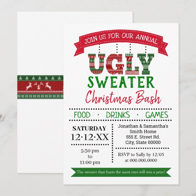 Invitation Fête annuelle de Noël de gros bonnet (Devant / Derrière)