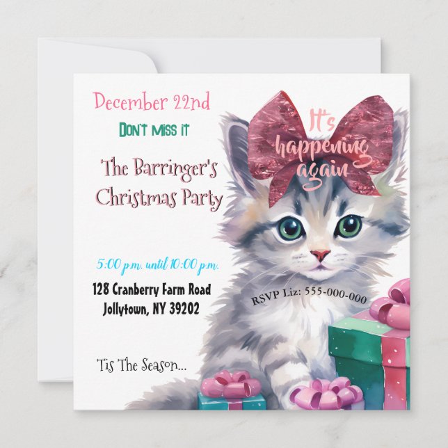 Invitation Fête annuelle de Noël Kitty (Devant)