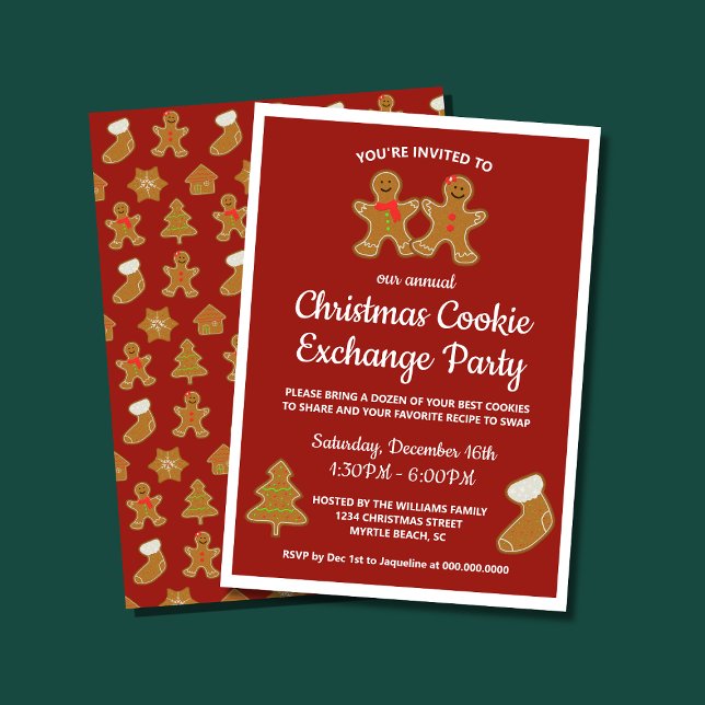 Invitation Fête annuelle d'échange de cookies de Noël (Annual Christmas Cookie Exchange Swap Party Invitation
)