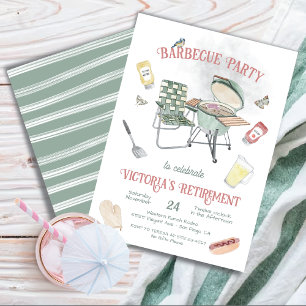 Invitation Fête aquarelle de retraite Barbecue