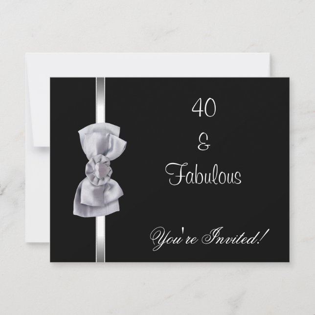 Invitation Fête Arc Argent Incroyable 40 ans Noir (Devant)