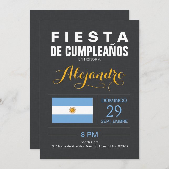 Invitation Fête Argentine (Devant / Derrière)