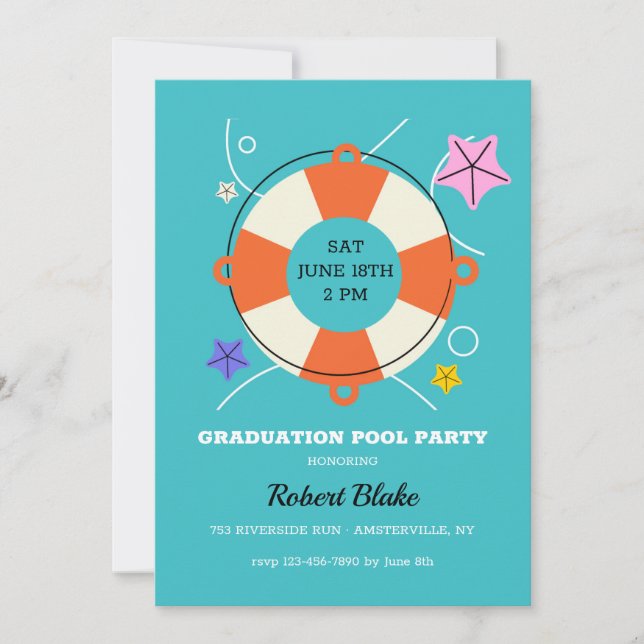 Invitation Fête au bord de la piscine (Devant)