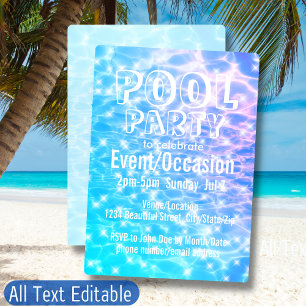 Invitation Fête au bord de la piscine Fête de plage Fête d'ét