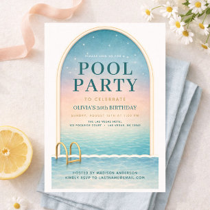 Invitation Fête au bord de la piscine pour 30 ans