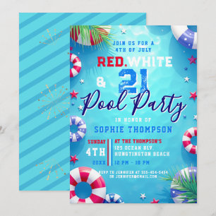 Invitation Fête au bord de la piscine pour une femme pour la 
