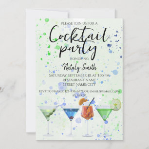 Invitation Fête au cocktail aquarelle