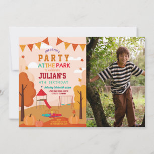 Invitation Fête au parc Anniversaire Automne Automne Pique-ni