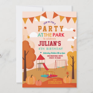 Invitation Fête au parc Anniversaire Automne Automne Pique-ni