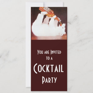 Invitation FÊTE AU THÈME OURS POLAIRE ,blanc marron rouge