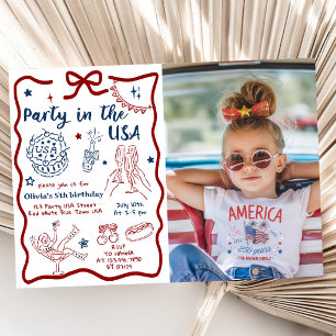 Invitation Fête aux États-Unis Photo d'anniversaire