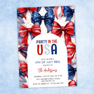 Invitation Fête aux USA Coquette Bow 4 juillet