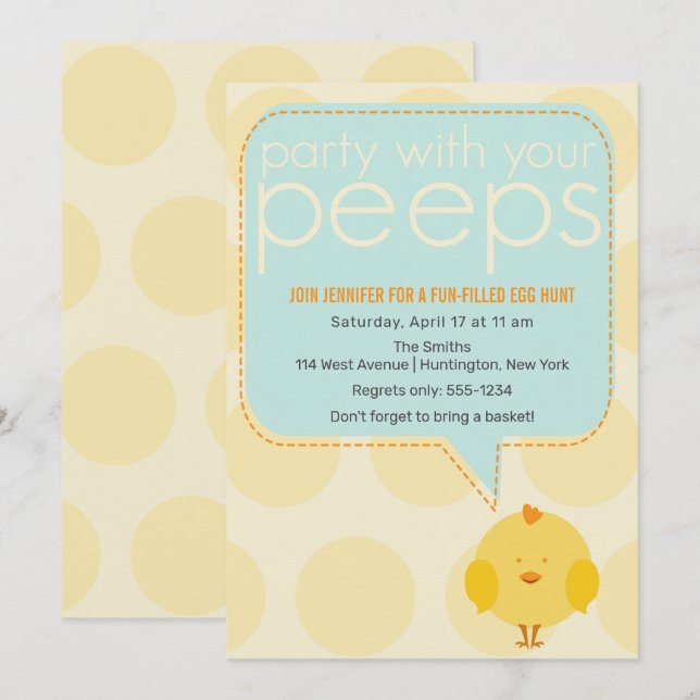 Invitation Fête avec tes potes Lapin de Pâques Mignon (Devant / Derrière)