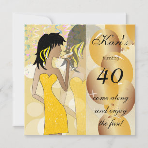 Invitation Fête Bash du 40e anniversaire dans un Jaune d'or