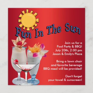Invitation Fête BBQ au bord de la piscine pour adultes