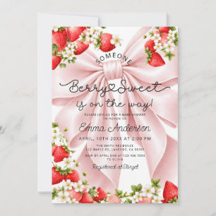 Invitation Fête bébé Arc-en-ciel de fraises sucrées