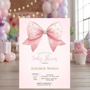 Invitation Fête bébé Arc-en-ciel Rose Aquarelle