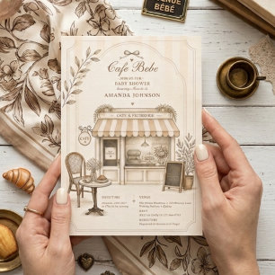 Invitation Fête bébé au Café Bebe Parisien Neutre