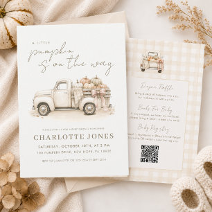 Invitation Fête bébé automnale citrouille camion vintage tout