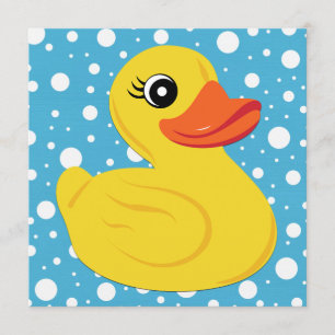 Invitation Fête bébé Canard en Caoutchouc Jaune
