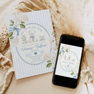 Invitation Fête bébé Coquette Ourson Vintage Français
