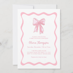 Invitation Fête Bébé Coquette Ruban Rose