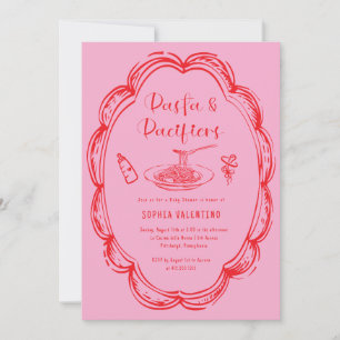 Invitation Fête bébé Doodle Pâtes et Tétines